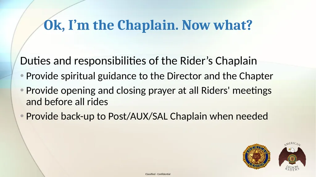 Florida Legion Riders Chaplain Training* For god - slide 4 of 16
