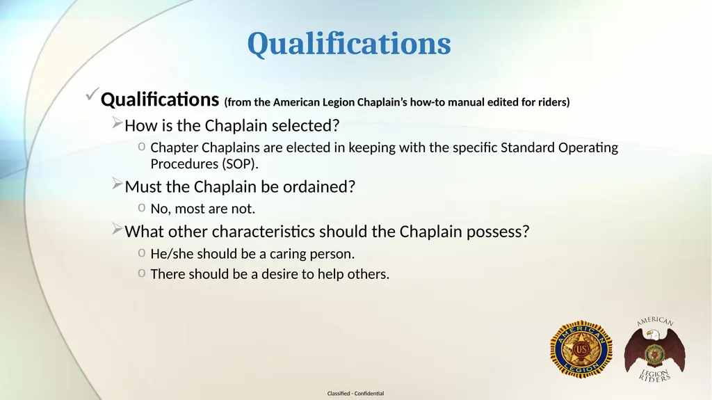 Florida Legion Riders Chaplain Training* For god - slide 2 of 16