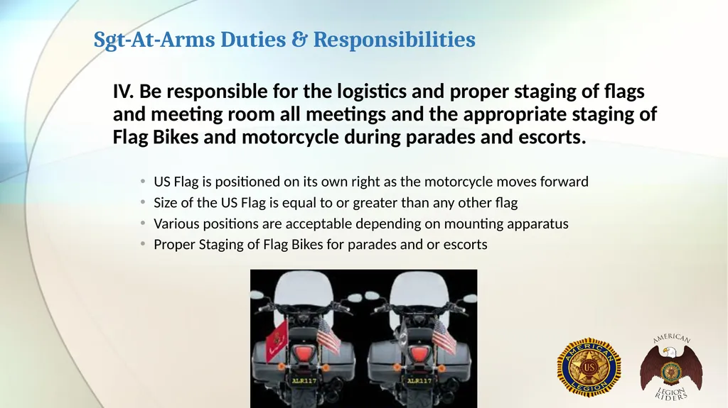 AMERICAN LEGION RIDERS Sergeant-At-Arms Training - slide 6 of 13