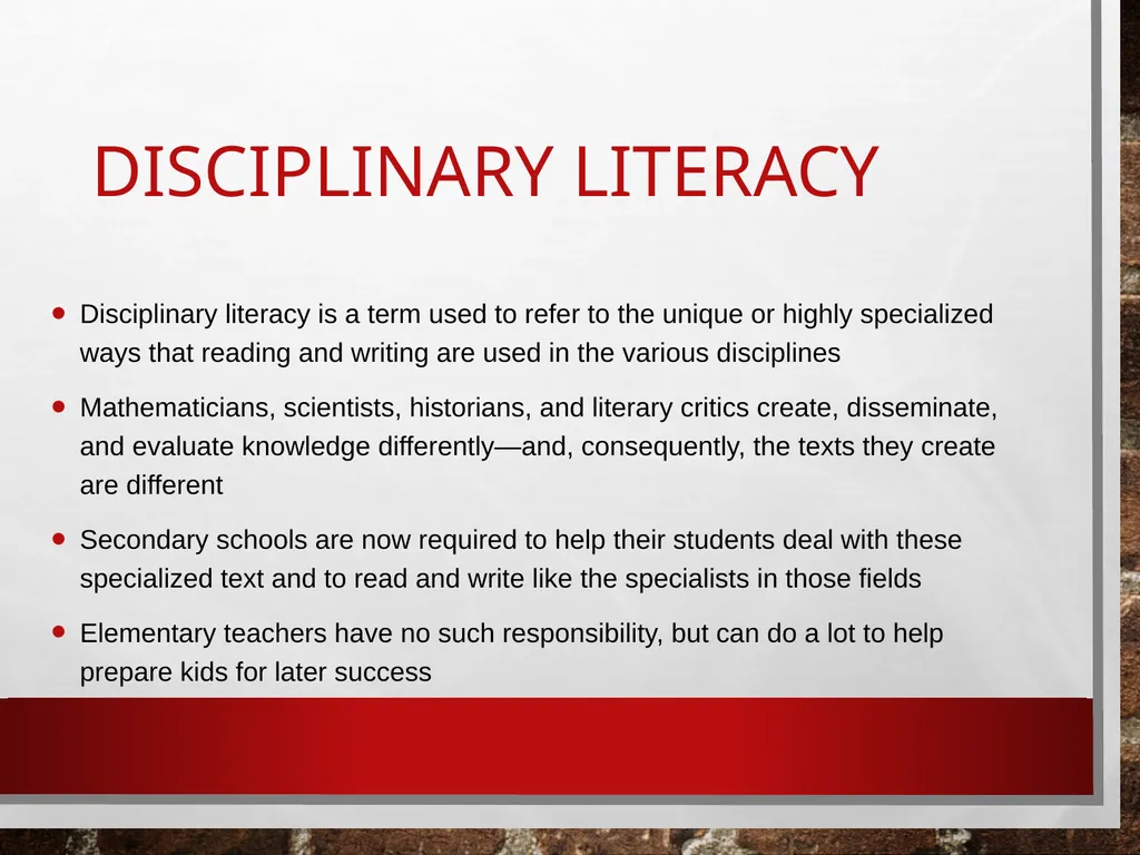 Disciplinary literacy in elementary education - slide 2 of 76