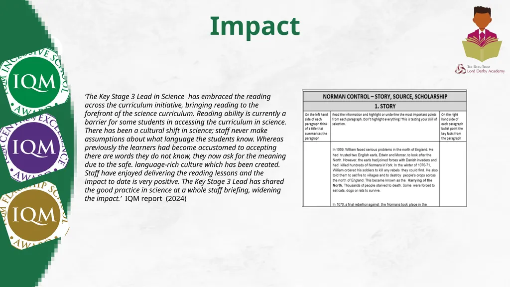 Inclusion Quality Mark Reinventing Reading: KS3 - slide 15 of 26