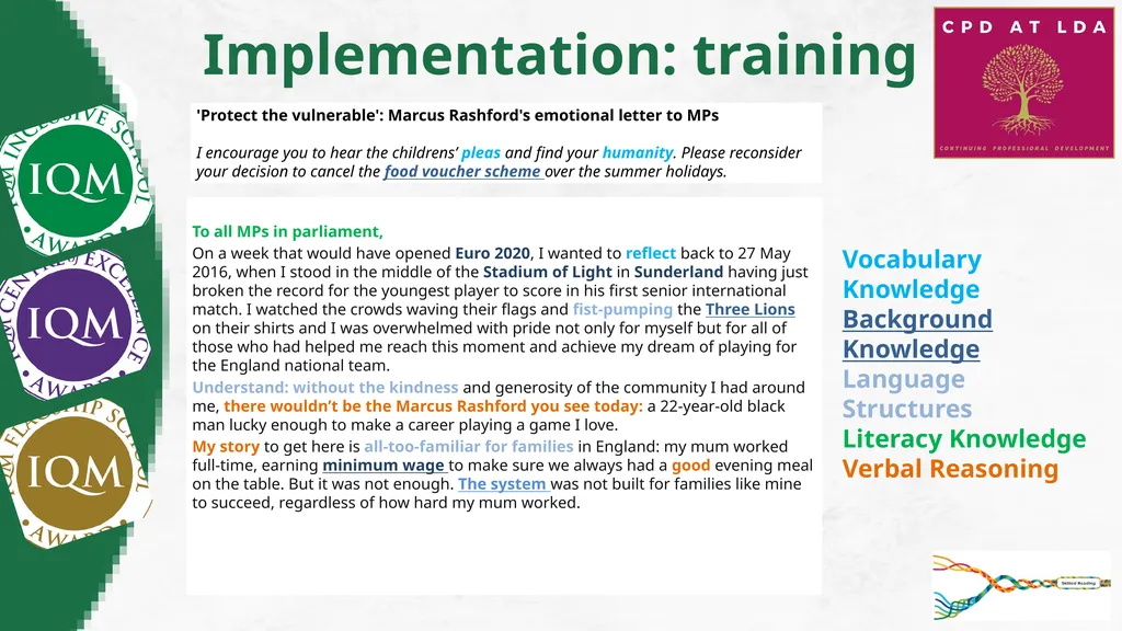 Inclusion Quality Mark Reinventing Reading: KS3 - slide 12 of 26