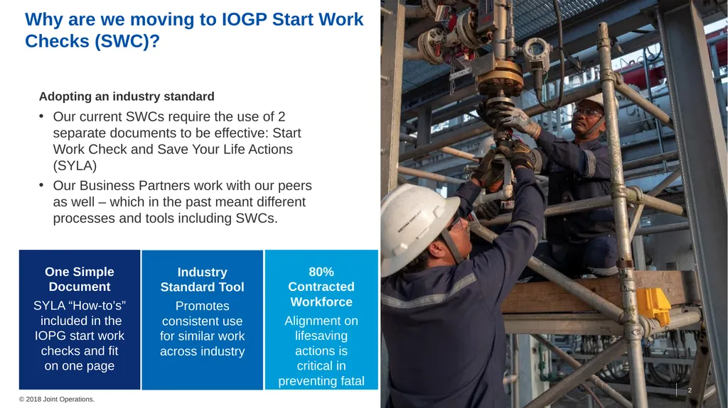 IOGP Start Work Check (SWC) Overview Why are we - slide 2 of 9