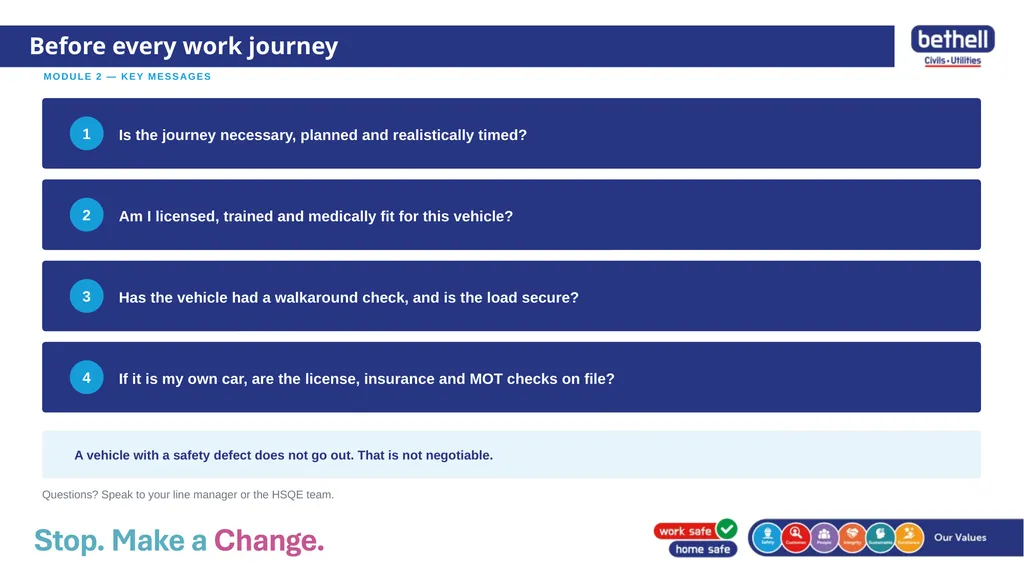 Safe journey, safe driver, safe vehicle MODULE 2 - slide 8 of 8