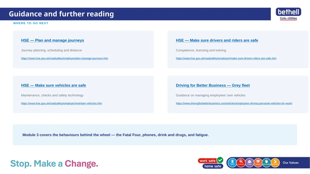 Safe journey, safe driver, safe vehicle MODULE 2 - slide 7 of 8