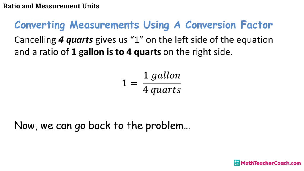 Ratio and Measurement Units Unit 1 Lesson 8 Math 6 - slide 13 of 23