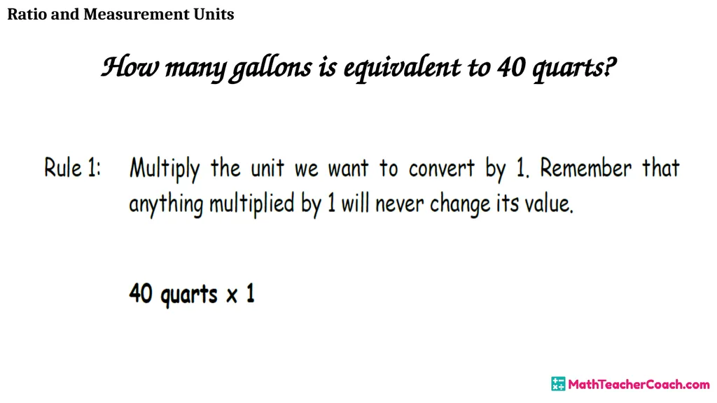 Ratio and Measurement Units Unit 1 Lesson 8 Math 6 - slide 14 of 23