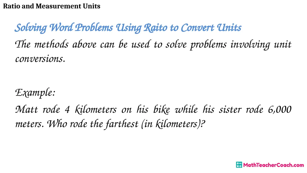 Ratio and Measurement Units Unit 1 Lesson 8 Math 6 - slide 19 of 23