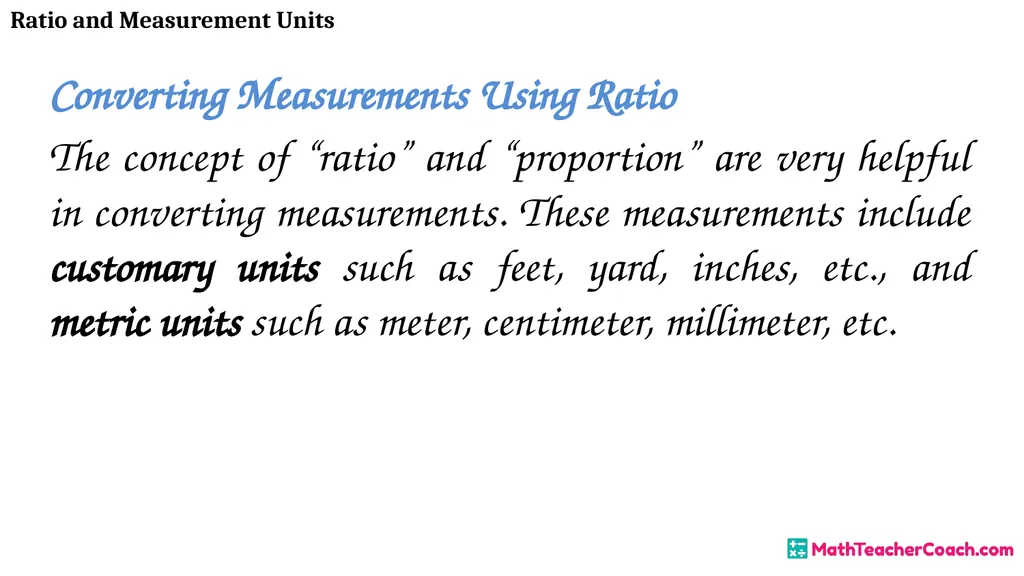 Ratio and Measurement Units Unit 1 Lesson 8 Math 6 - slide 4 of 23
