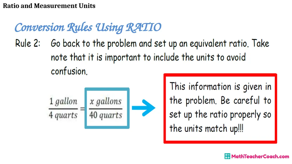 Ratio and Measurement Units Unit 1 Lesson 8 Math 6 - slide 8 of 23
