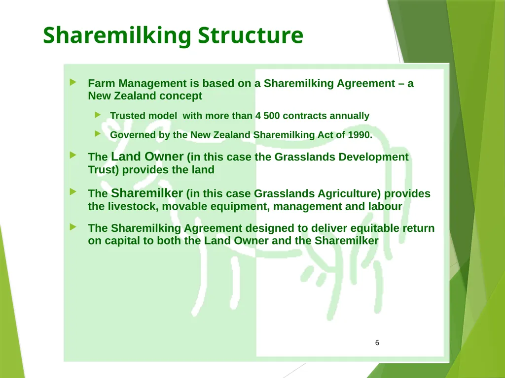 Grasslands Development Trust: Using Share milking - slide 6 of 14