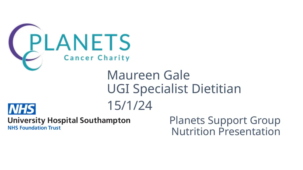 Planets Support Group Nutrition Presentation