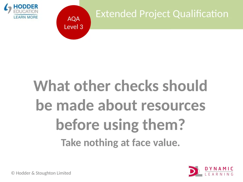 Selection and evaluation of resources, using RAVEN - slide 7 of 8