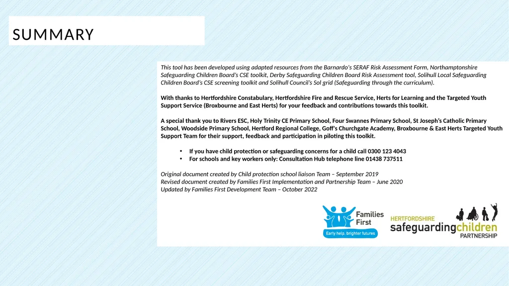 Part one: Screening tool Practitioner Toolkit To - slide 27 of 27