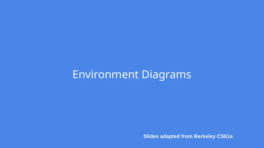 Environment Diagrams Slides adapted from Berkeley - slide 1 of 21