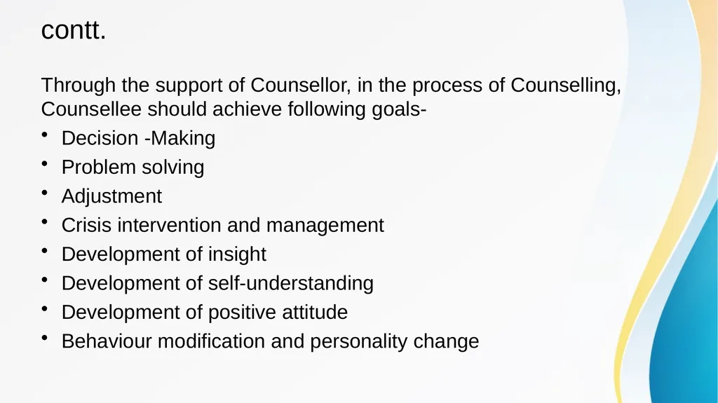 COUNSELLING- NATURE AND SCOPE Dr Kalpana Agnihotri - slide 6 of 8