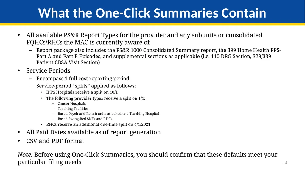Medicare Part A Cost Report e-Filing Updates - slide 14 of 89