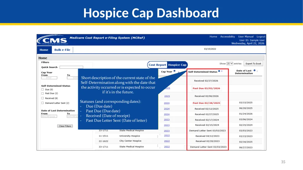 Medicare Part A Cost Report e-Filing Updates - slide 35 of 89
