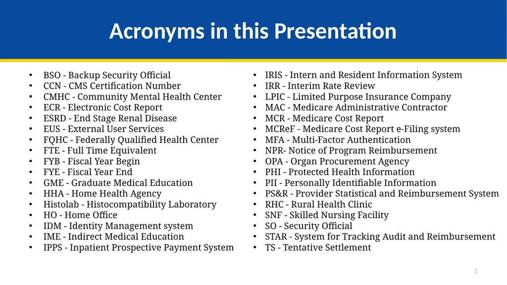 Medicare Part A Cost Report e-Filing Updates - slide 2 of 89