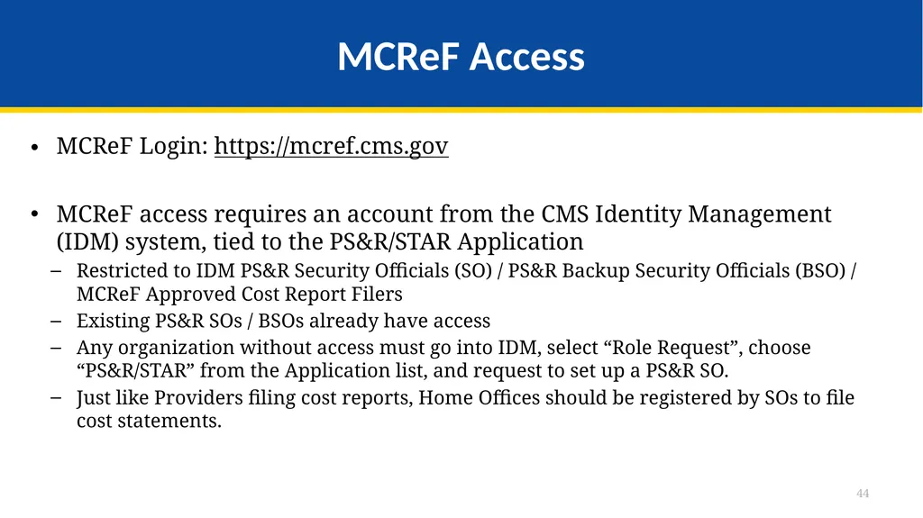 Medicare Part A Cost Report e-Filing Updates - slide 44 of 89