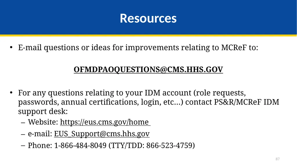Medicare Part A Cost Report e-Filing Updates - slide 87 of 89
