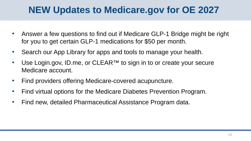Medicare Open Enrollment September 2026 2 Main - slide 13 of 34