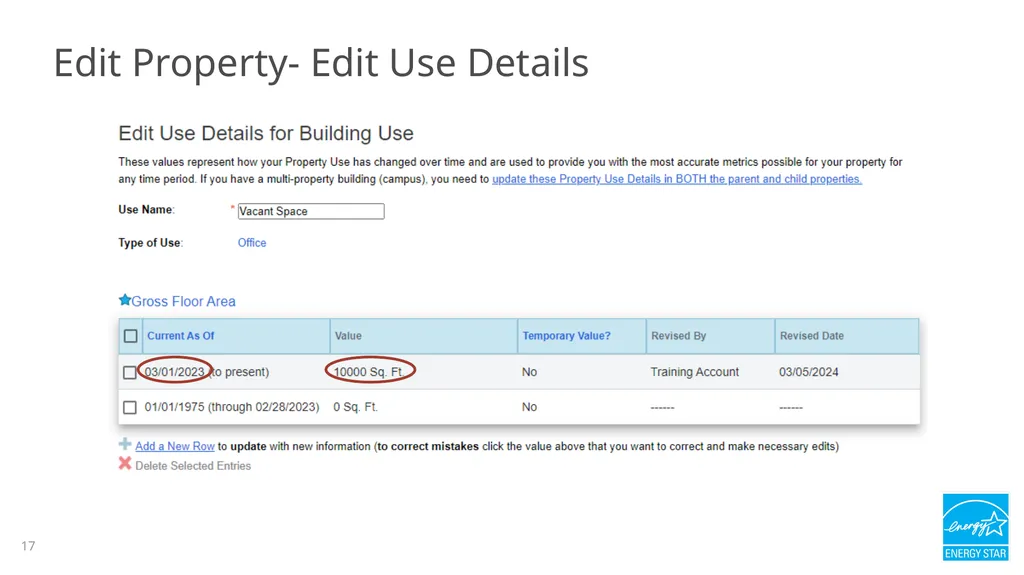 Portfolio Manager 201: Editing Property Details, - slide 17 of 64