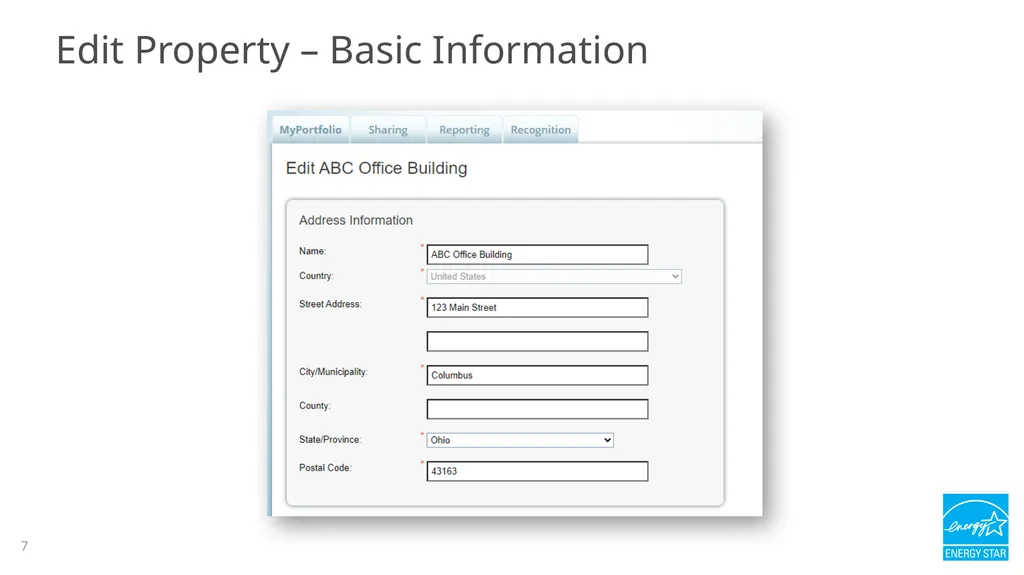 Portfolio Manager 201: Editing Property Details, - slide 7 of 64