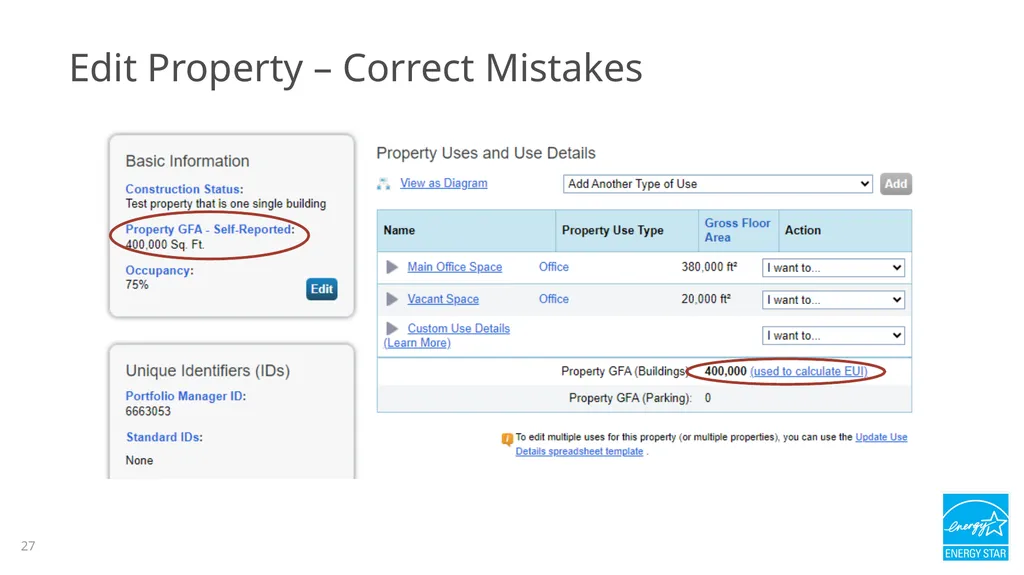 Portfolio Manager 201: Editing Property Details, - slide 27 of 64