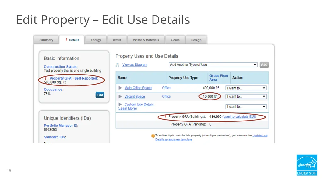 Portfolio Manager 201: Editing Property Details, - slide 18 of 64