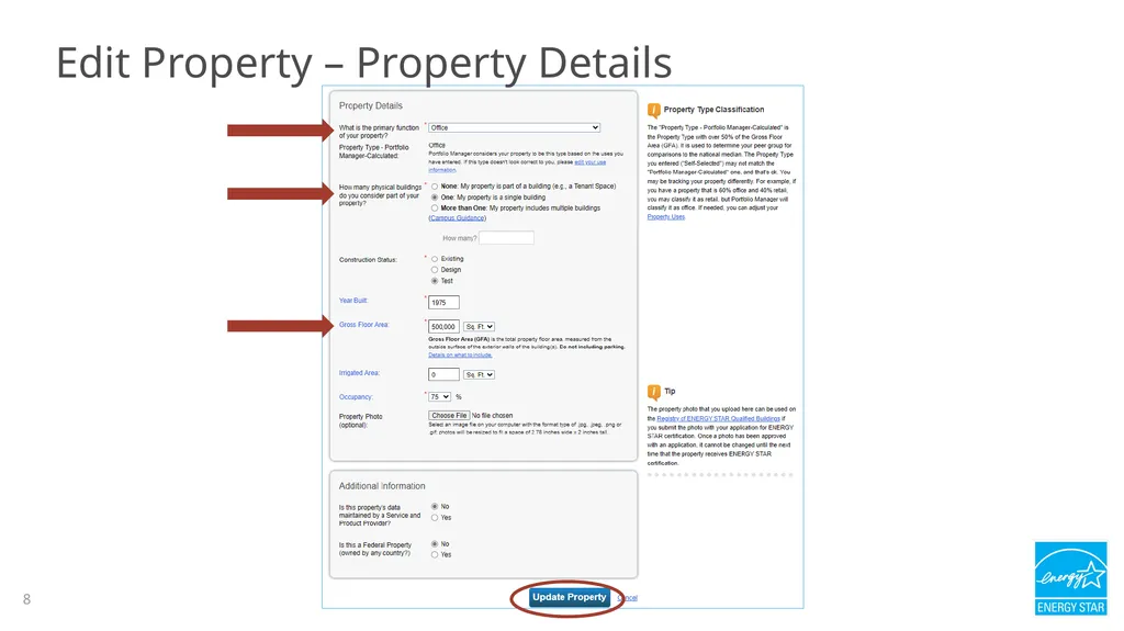 Portfolio Manager 201: Editing Property Details, - slide 8 of 64