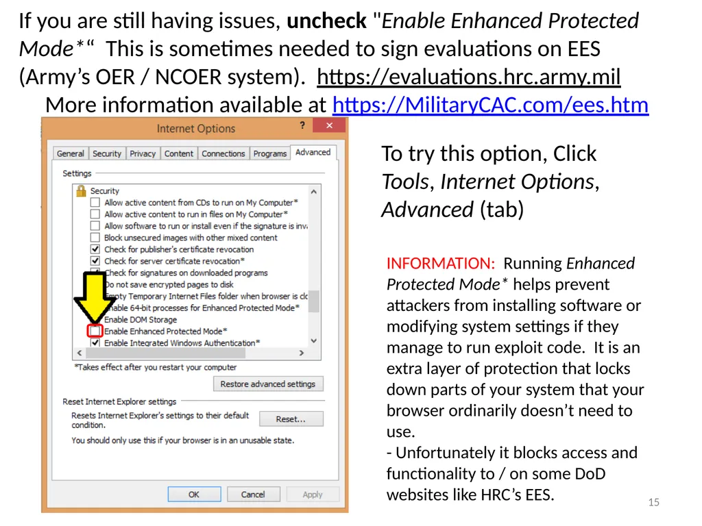 Accessing Army365 / O365 webmail, DoD Enterprise - slide 15 of 22