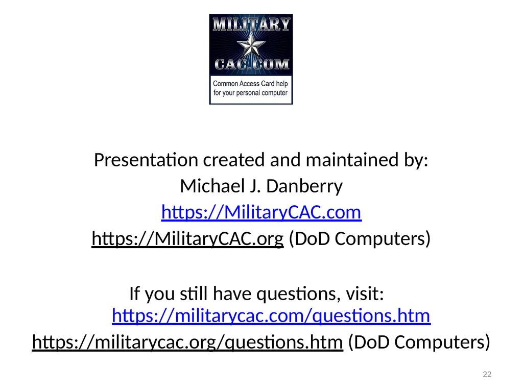 Accessing Army365 / O365 webmail, DoD Enterprise - slide 22 of 22