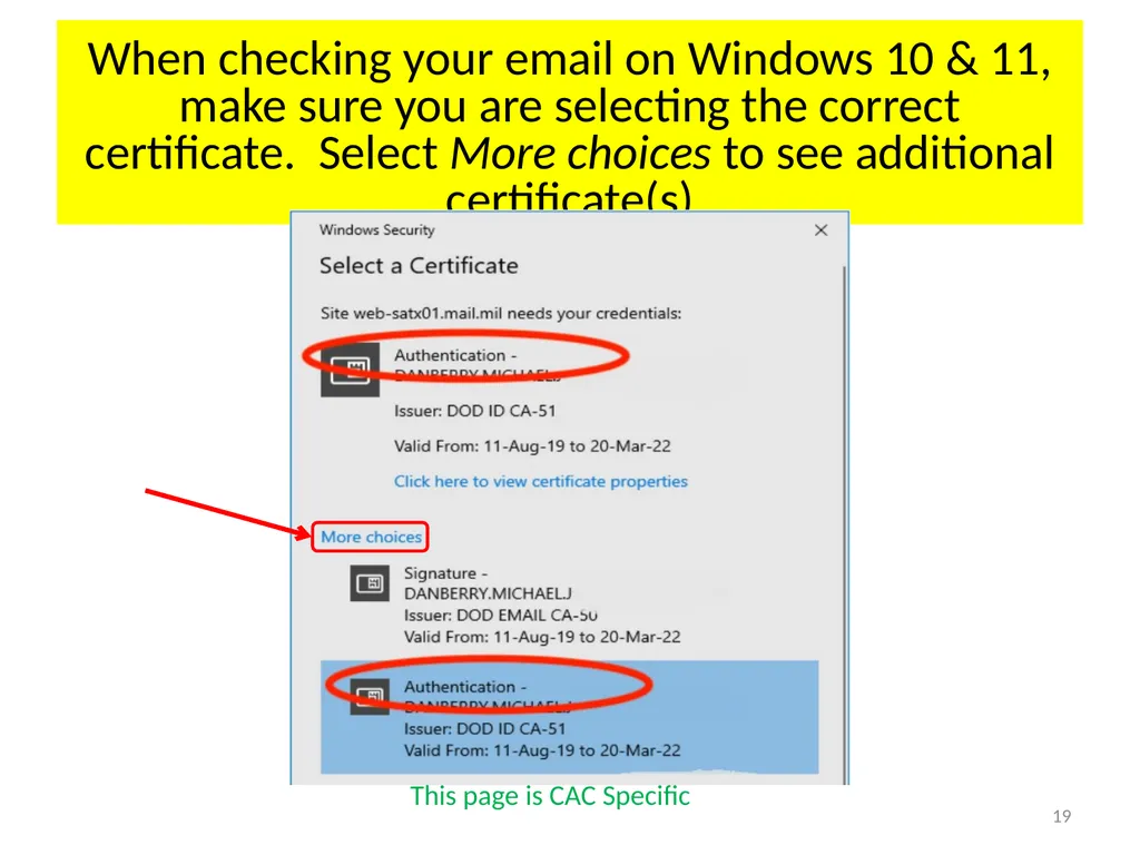 Accessing Army365 / O365 webmail, DoD Enterprise - slide 19 of 22