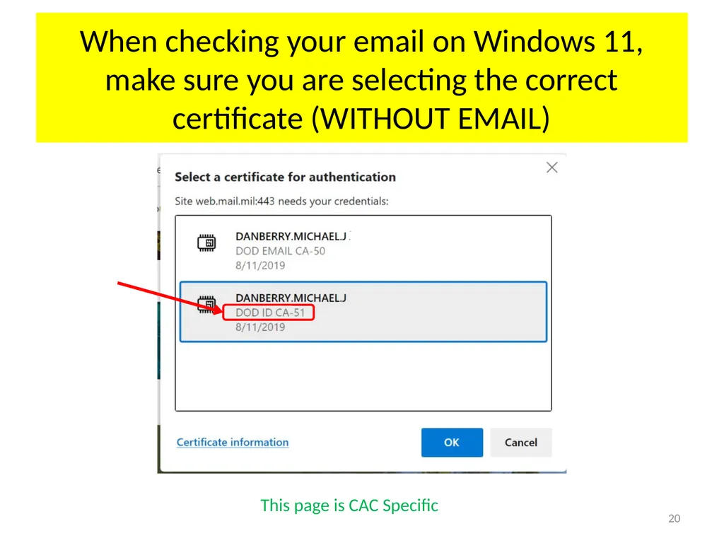Accessing Army365 / O365 webmail, DoD Enterprise - slide 20 of 22