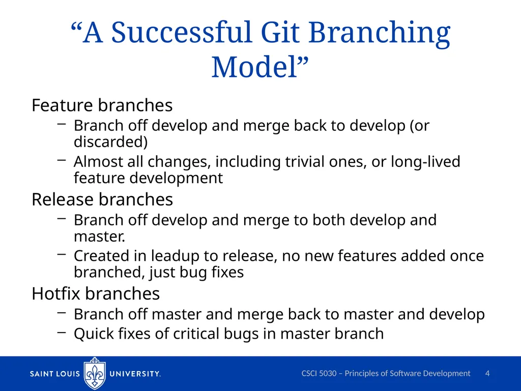 Git Branching Models and Workflows 1 Kevin - slide 4 of 13