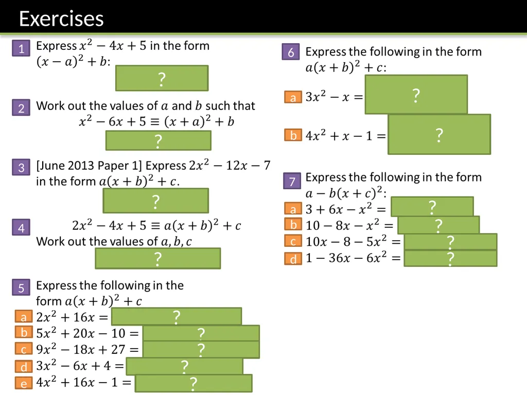 IGCSE Completing the Square Dr J Frost - slide 10 of 10