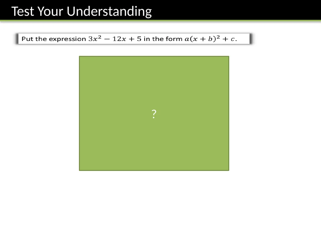 IGCSE Completing the Square Dr J Frost - slide 8 of 10