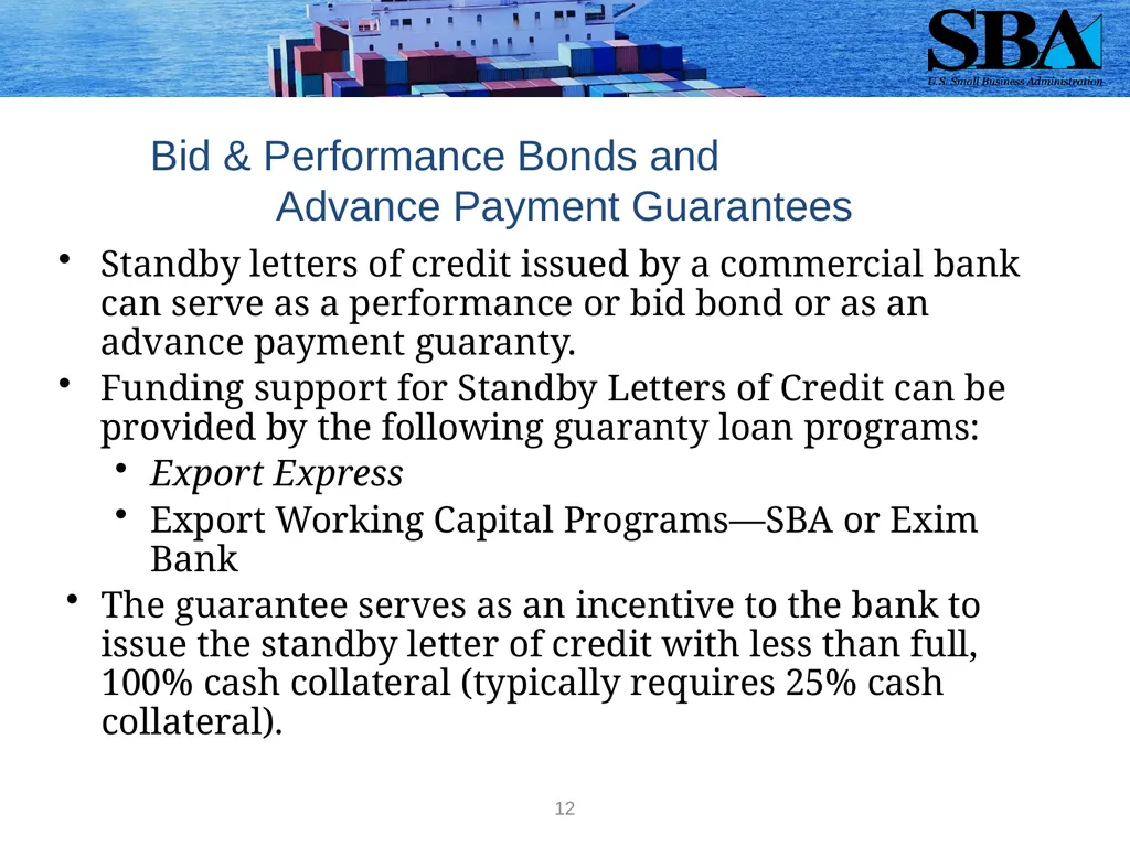 SBA Loan Programs to Support Small Business - slide 12 of 18