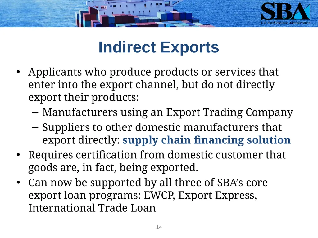 SBA Loan Programs to Support Small Business - slide 14 of 18