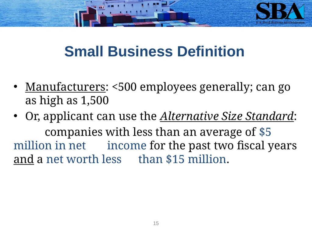 SBA Loan Programs to Support Small Business - slide 15 of 18