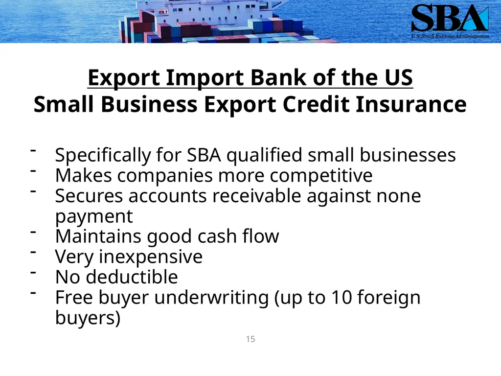 SBA Loan Programs to Support Small Business - slide 15 of 23