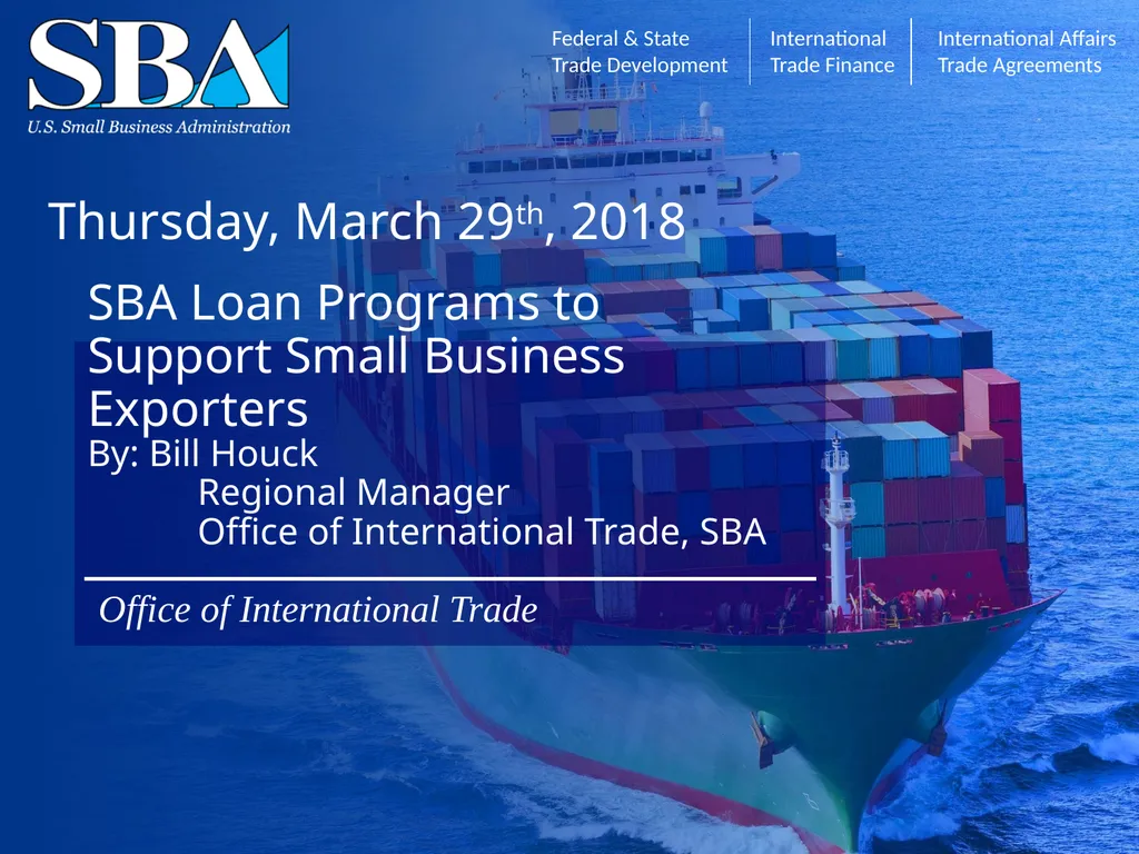 SBA Loan Programs to Support Small Business - slide 1 of 23