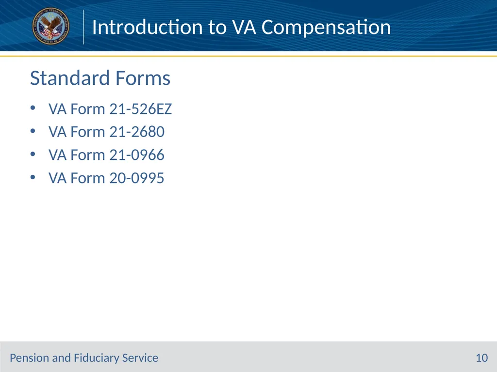 Introduction to VA Compensation Pension and - slide 10 of 12