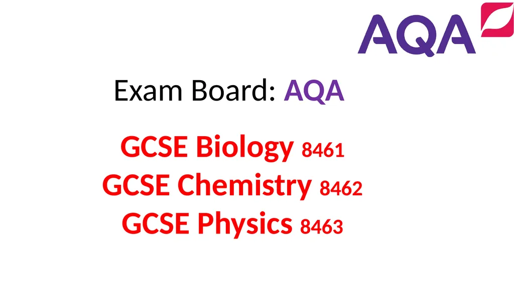 Welcome GCSE Triple Science Revision Exam Board: - slide 2 of 19