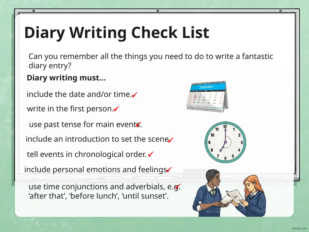 Writing a Diary Entry When you write a diary entry - slide 15 of 16