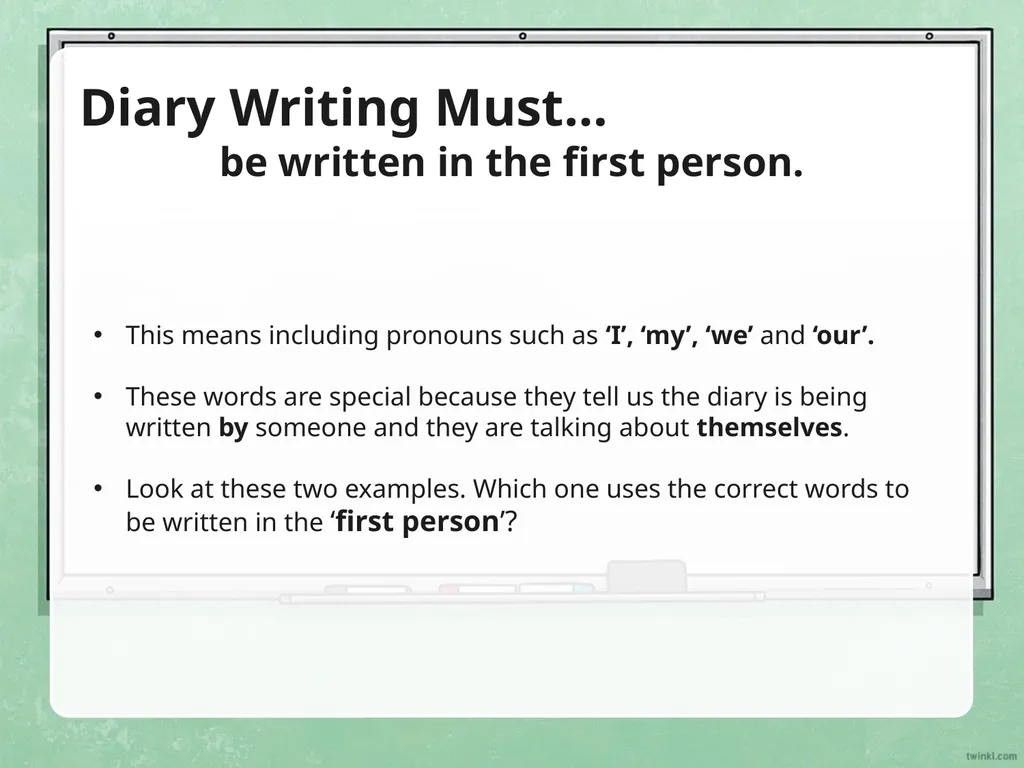 Writing a Diary Entry When you write a diary entry - slide 4 of 16
