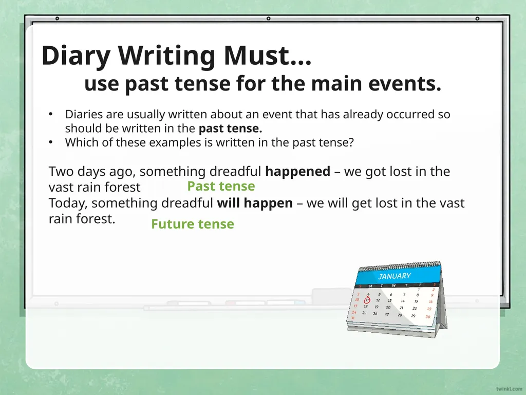 Writing a Diary Entry When you write a diary entry - slide 6 of 16