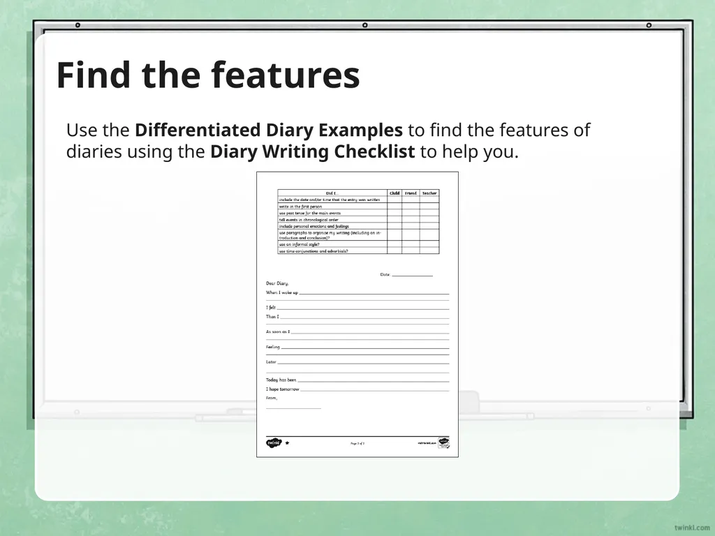 Writing a Diary Entry When you write a diary entry - slide 12 of 16