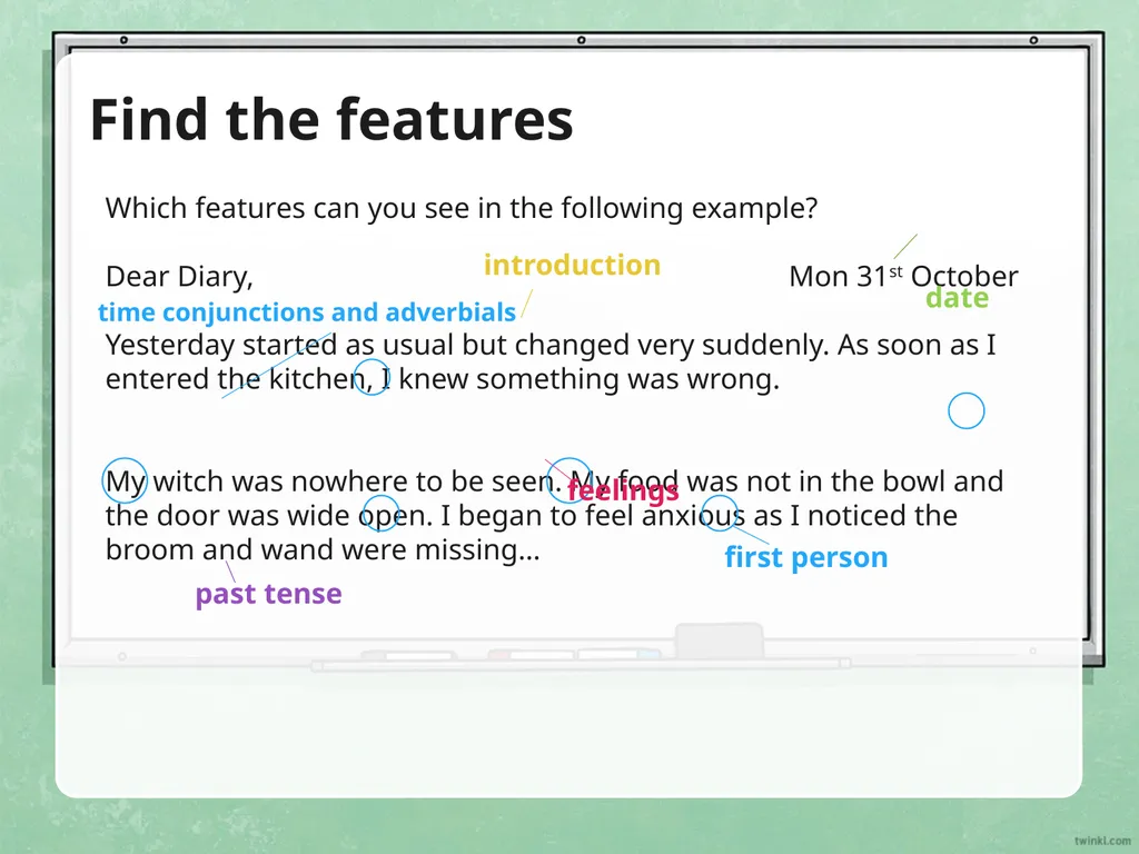 Writing a Diary Entry When you write a diary entry - slide 11 of 16